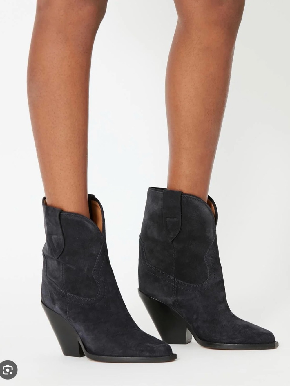 Isabel Marant Black Suede Western Ankle Boots Authentic